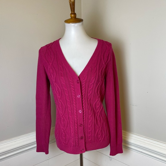 Talbots Sweaters - Talbots Raspberry Cable Knit Cardigan XS FREE SHIP